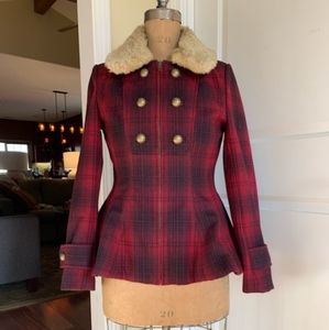 Elevenses plaid wool coat medium